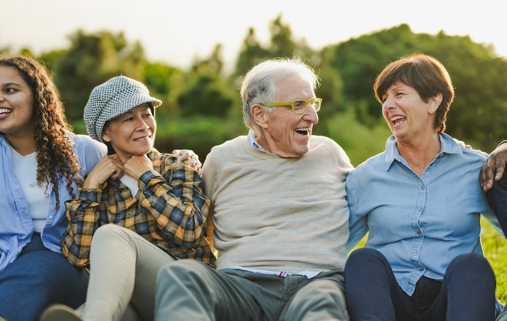 A group of friends spending time together at their senior living in Elkhorn