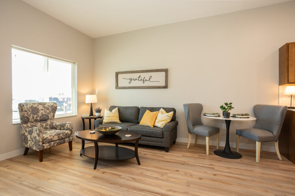 One bedroom apartment living area.