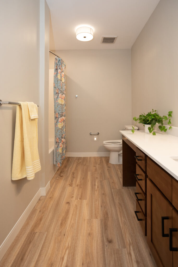 Second bathroom in two-bedroom apartment.